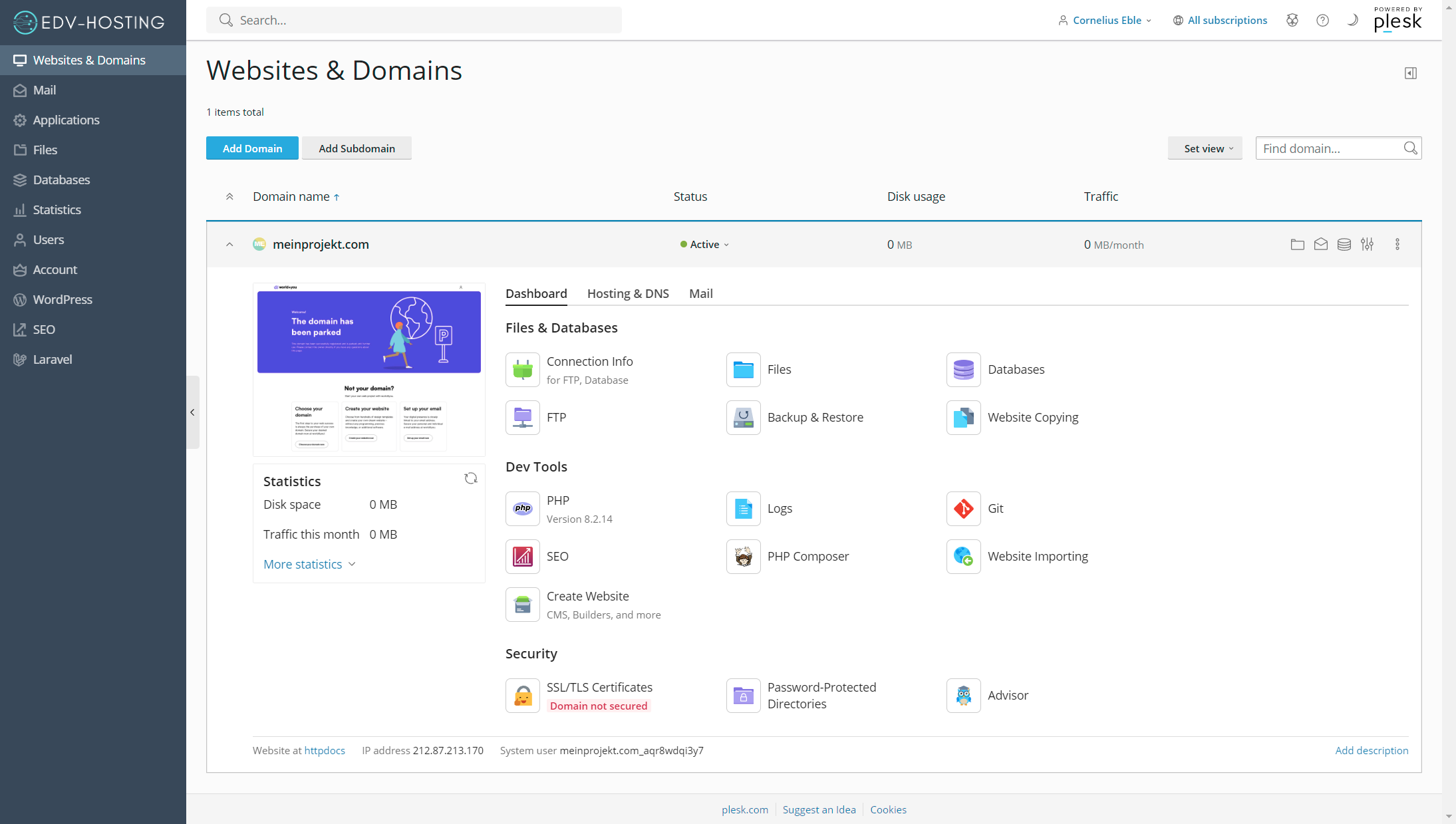 Control Panel Dashboard
